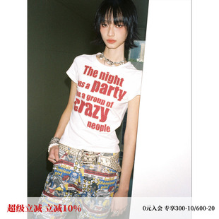 化学少女「菠萝海岸」crazy波点字母印花短袖T恤女夏显瘦ins上衣