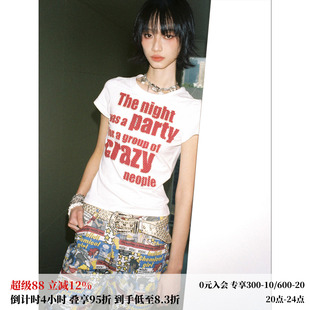 化学少女「菠萝海岸」crazy波点字母印花短袖T恤女夏显瘦ins上衣