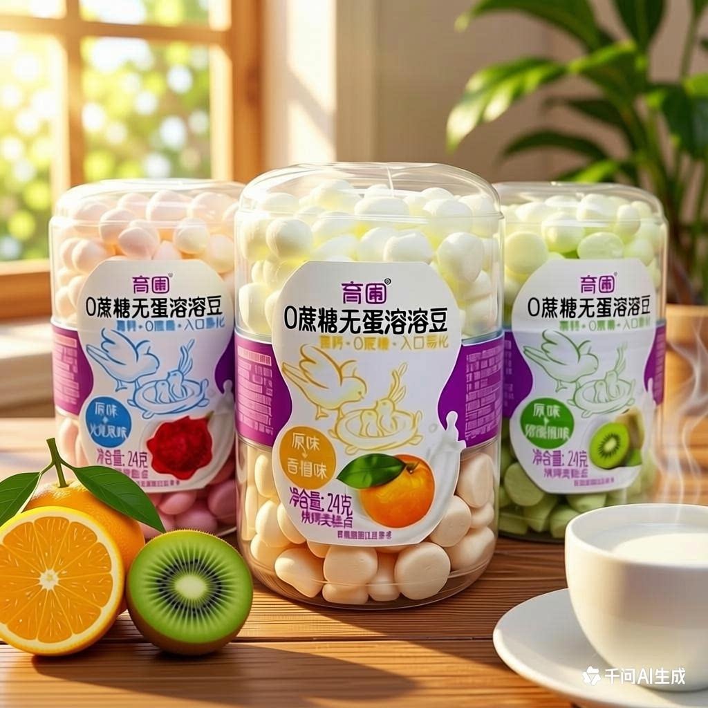 2罐 育圃0蔗糖无蛋溶豆宝宝吃的入口即化无添加儿童高钙双拼奶豆