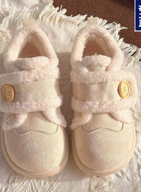 SY花庭女鞋2025新款冬季百搭加绒魔术贴棉鞋防滑平底保暖雪地靴女