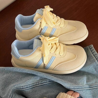 SY花庭女鞋2025新款春季学生小白鞋复古运动鞋百搭休闲厚底板鞋女