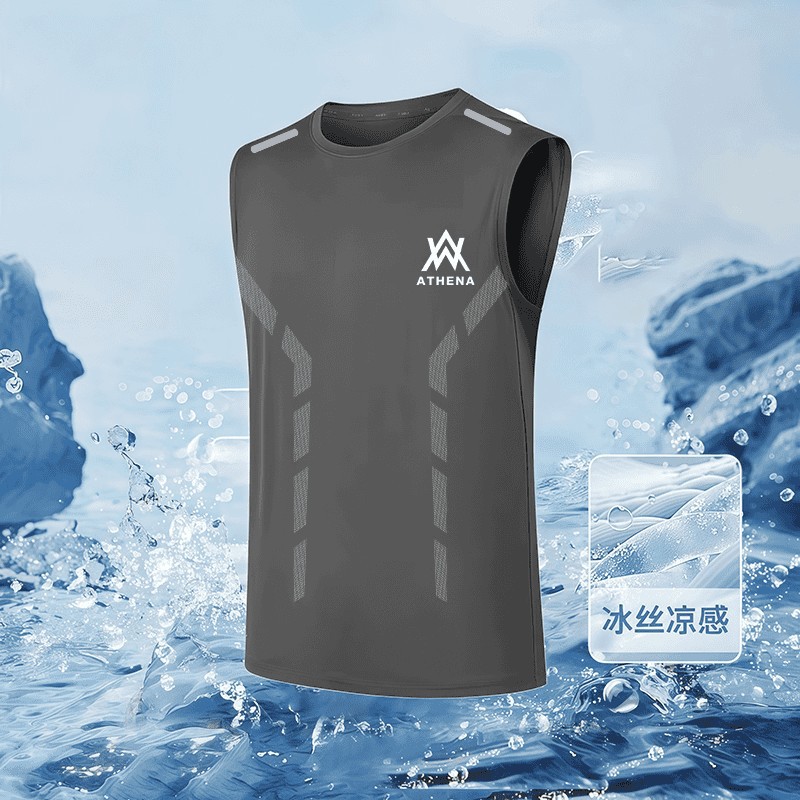 透气跑步大码冰丝网眼上衣t恤速干坎肩薄款健身无袖t夏季背心运动