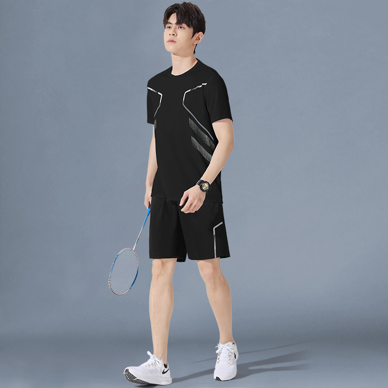 夏短袖t恤训练服健身衣透气冰丝男套装速干衣装备足球跑步运动服