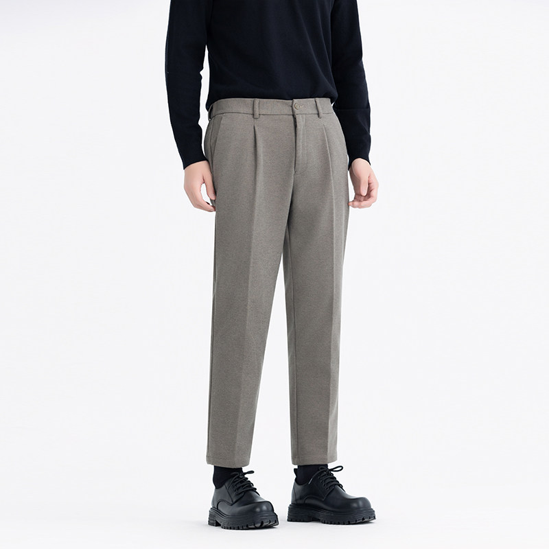 高级感松紧腰秋冬加厚毛呢裤男九分裤秋冬男士休闲裤宽松抗皱长裤,男装,休闲裤,淘宝优惠券,粉丝福利购,淘宝优惠卷