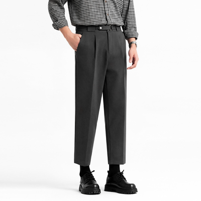 春夏男士免烫腰带直筒九分西裤