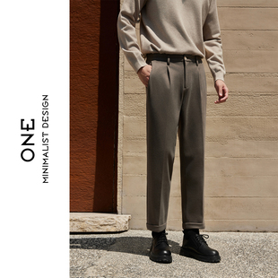 加绒保暖显瘦抗皱免烫九分裤 秋冬新款 直筒休闲裤 毛呢裤 极简风男士