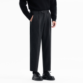 松紧腰男士 九分裤 直筒毛呢裤 商务免烫休闲裤 子加厚韩版 秋冬新款