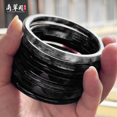 黑白翡翠乌鸡手镯冰糯种天然缅甸玉石镯子水墨国风叮当女小细圆条