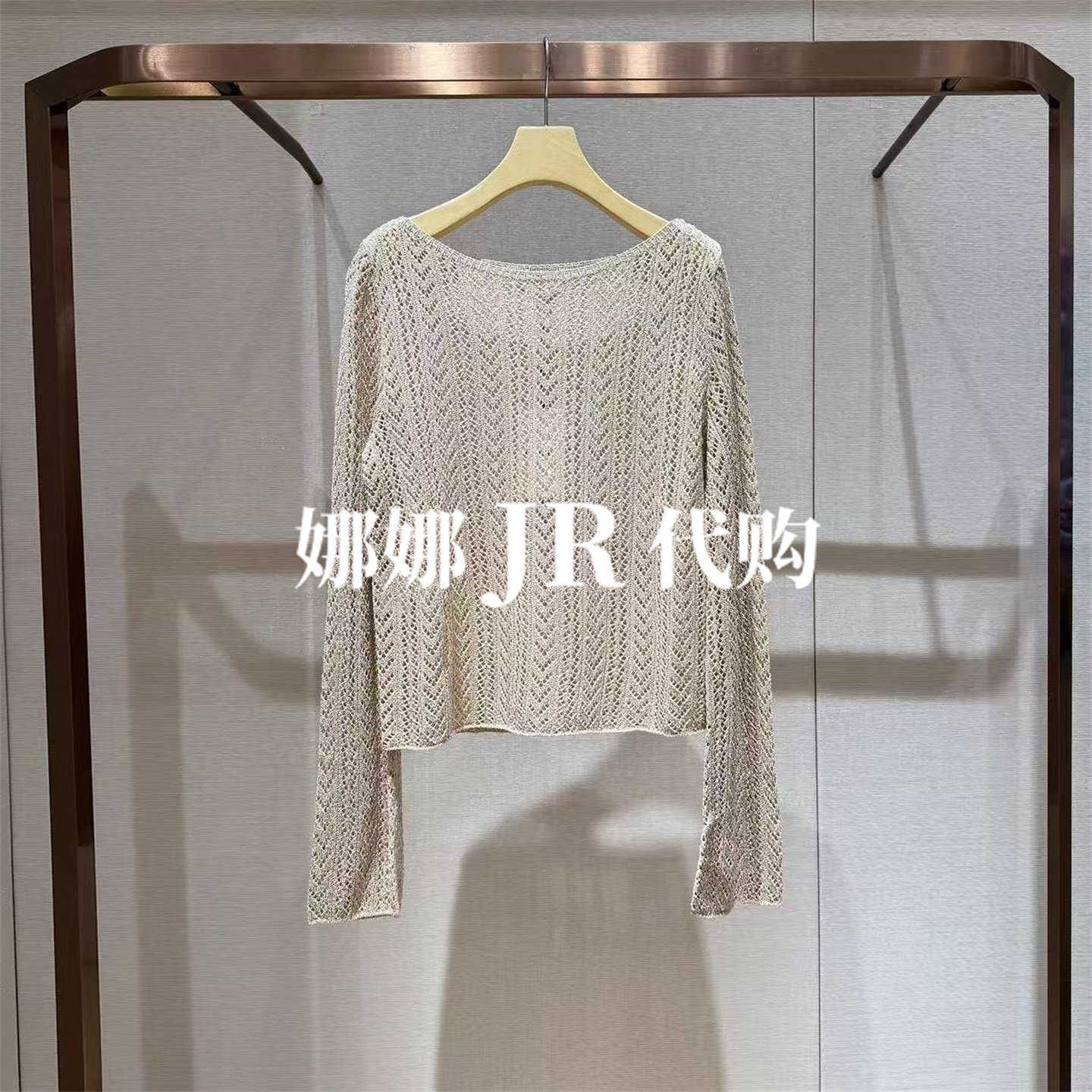 JR2026年春季圆领镂空针织衫罩衫