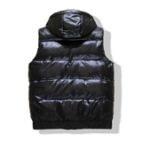 改标亮面PU皮可脱卸帽棉服羽绒棉马甲男冬季大码宽松外套2101-P60，男装背心/马甲，星座1310