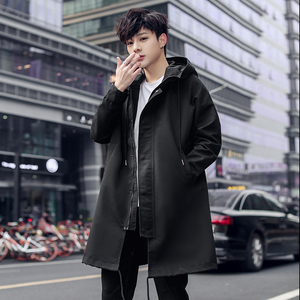 2023春秋款男士中长款风衣连帽外套 有加棉+10元 XZ1310-1903-P90图片