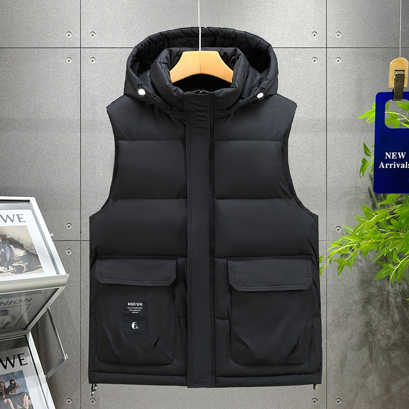 高品质好面料L-7XL帽子可拆冬季加厚羽绒棉马甲男M168-P65,男装背心/马甲,星座1310