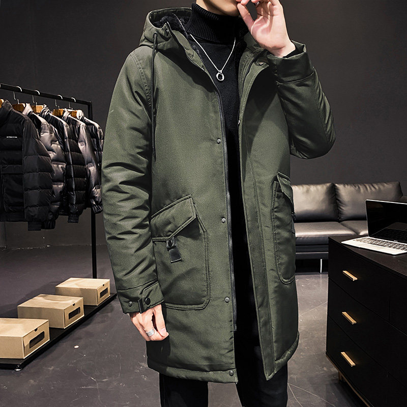 M-5XL 加绒冬季棉衣男2023中长款加厚棉服连帽休闲外套 8823-P85图片