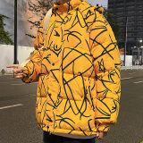 现货2023新款港风印花潮牌加厚男士休闲冬季连帽棉服外套8822-P65，男装棉衣，星座1310