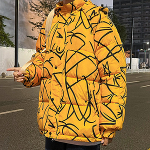 现货2023新款港风印花潮牌加厚男士休闲冬季连帽棉服外套8822-P65图片