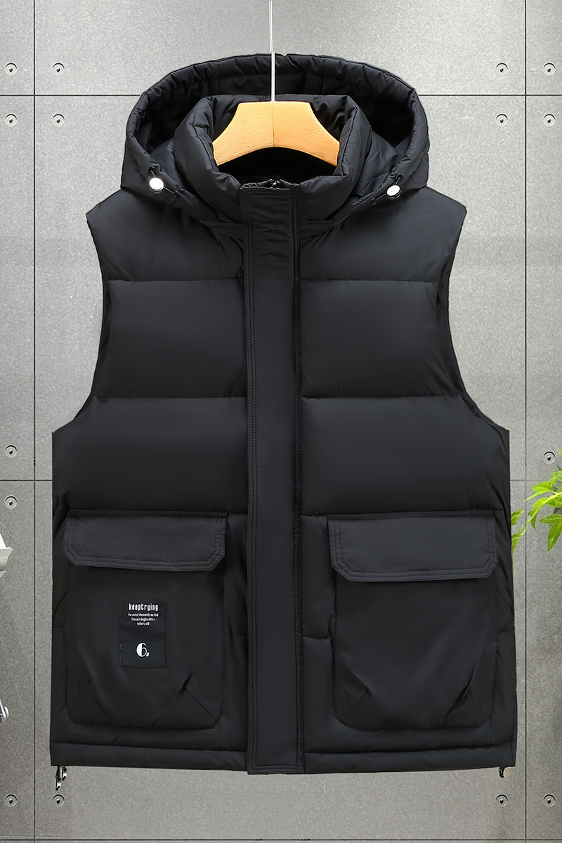 高品质好面料L-7XL帽子可拆冬季加厚羽绒棉马甲男M168-P65,男装背心/马甲,星座1310