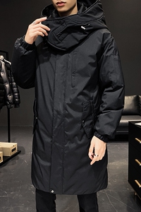 现货 2023男士中长款冬季韩版加厚连帽大码纯色外套棉服 8812-P80图片