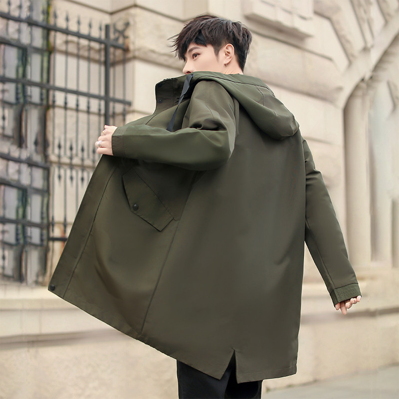 男士春秋季新款夹克宽松风衣中长款休闲纯色外套XZ1310-820-P75,男装风衣,星座1310