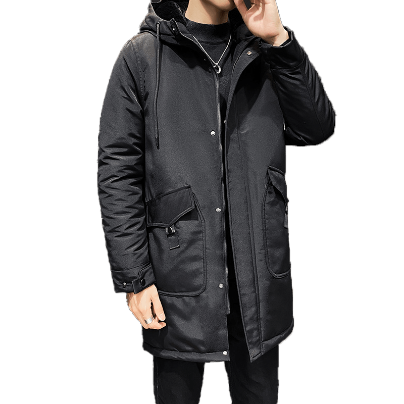 M-5XL冬季大码棉衣男加棉加绒纯色风衣外套保暖连帽棉服8823-P85,男装棉衣,星座1310