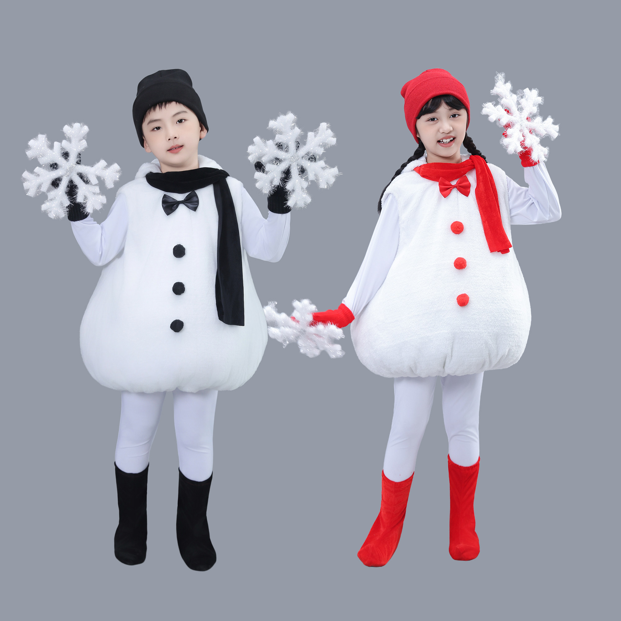 儿童雪人演出服装圣诞节幼儿雪宝宝表演服元旦雪孩子舞蹈服雪娃娃