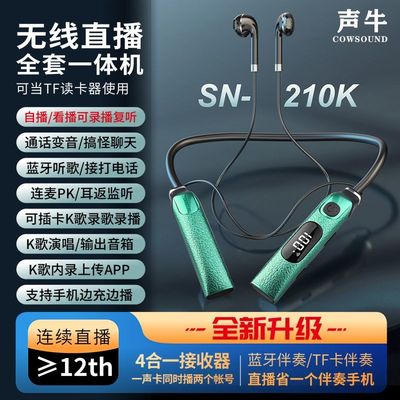 新款无线蓝牙耳机内置声卡监听耳返麦克风直播K歌主播全套一体机