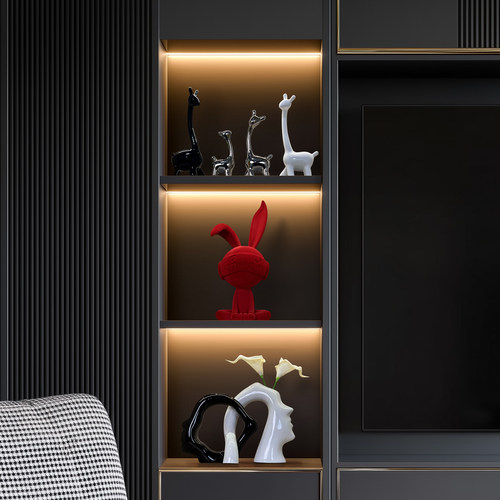 现代客厅酒柜电视柜网红摆件套装