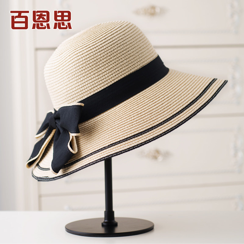 草帽女夏天大檐防晒遮阳草编帽子沙滩太阳帽海边折叠时尚韩版英伦