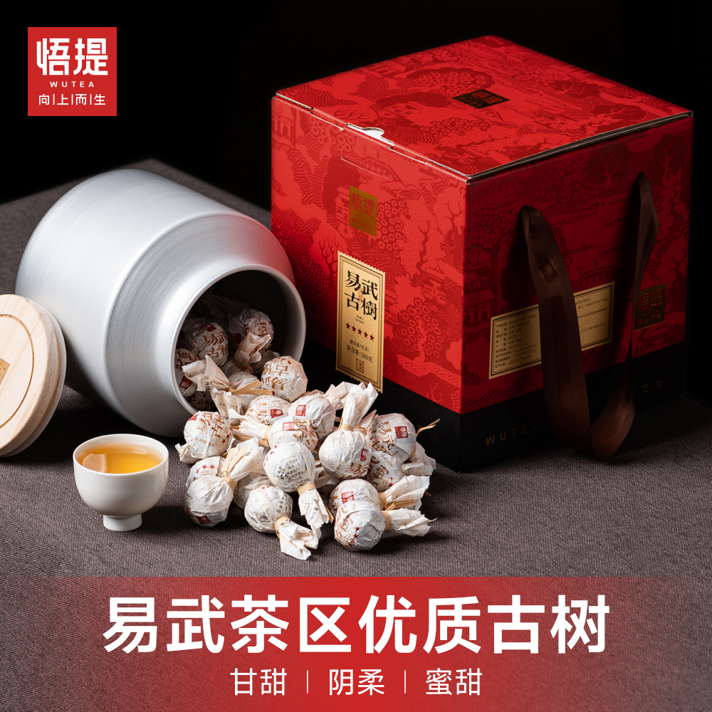 悟提茶叶 云南普洱茶生茶小沱茶2024年易武古树龙珠送礼盒装500g