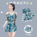 高级感游泳装 泳衣女裙式 2024泡温泉时尚 分体式 保守显瘦微胖MM新款