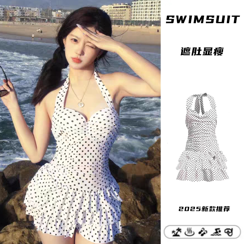 游泳衣女裙式连体性感小胸聚拢韩版ins纯欲风高级感美背遮肚显瘦