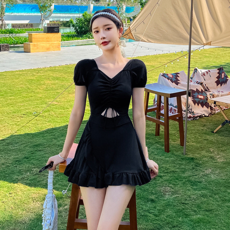 泳衣女裙式连体保守显瘦韩国ins风森系学生小胸聚拢泡温泉游泳装|ruв категории движение/йога/фитнес/фанаты товаров, плавание, сдельный купальник - от Buy2taobao.com для оказания профессиональной услуги покупки агента Taobao