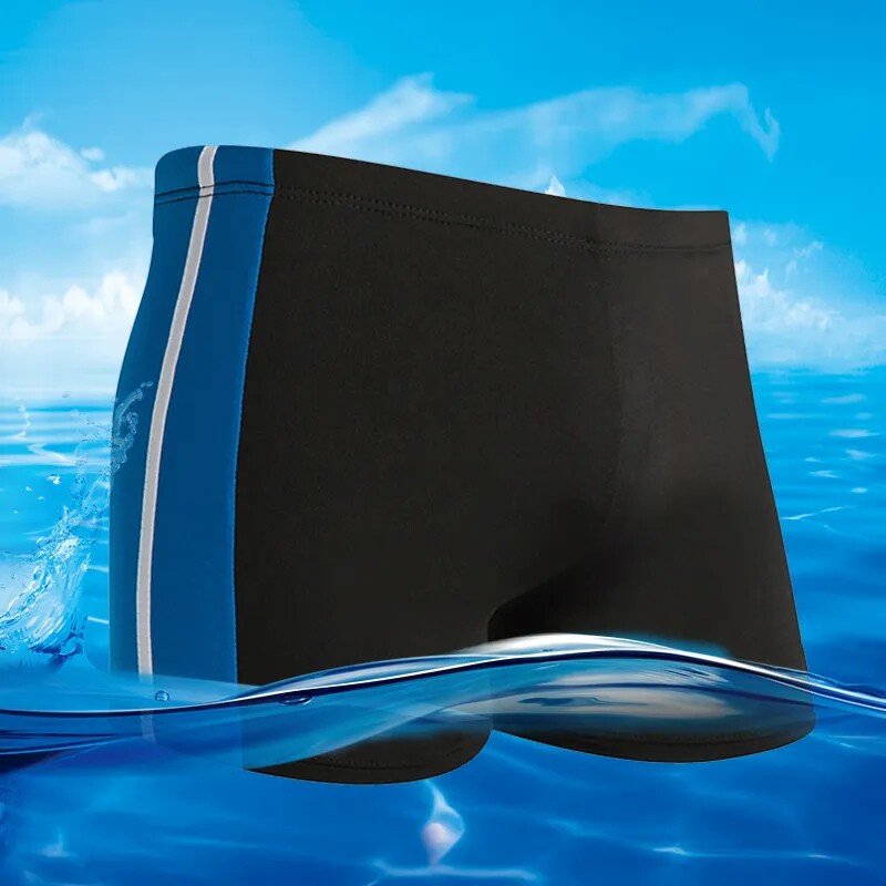 2024新款学生游泳裤成人男士纯色平角时尚修身沙滩短裤泡温泉泳装