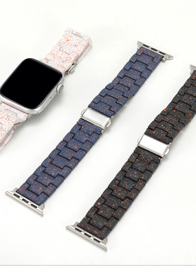 适用苹果手表s10ultra2三珠表带iwatch109se8765创意泼墨链式男女