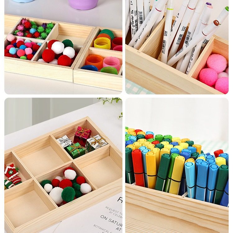 木盒子长方形美工区分格木质收纳盒办公桌文具杂物工位整理,玩具/童车/益智/积木/模型,手工制作工具/彩纸/配件,淘宝优惠券,粉丝福利购,淘宝优惠卷