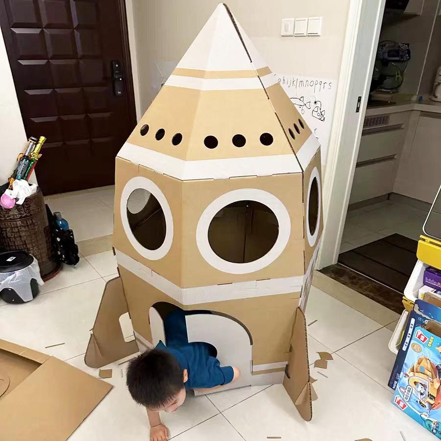 航天航空手工制作材料包儿童diy纸箱飞机模型幼儿园拼装大型火箭