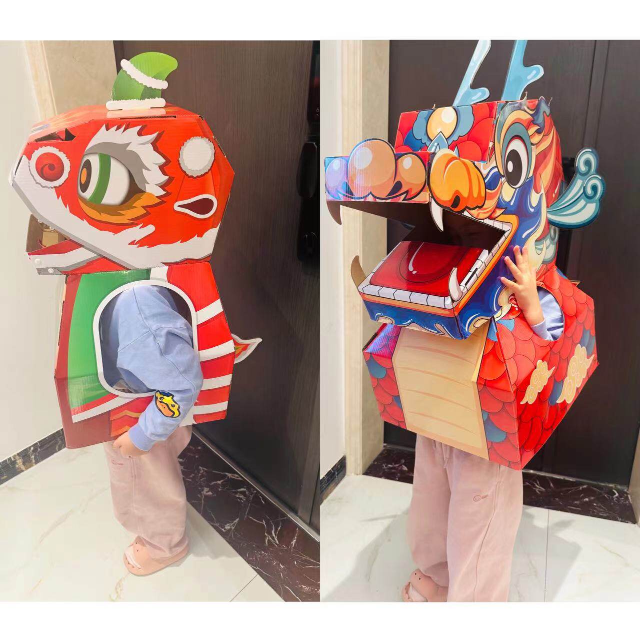 纸箱恐龙可穿戴幼儿园表演玩具儿童手工制作纸箱亲子diy创意龙年