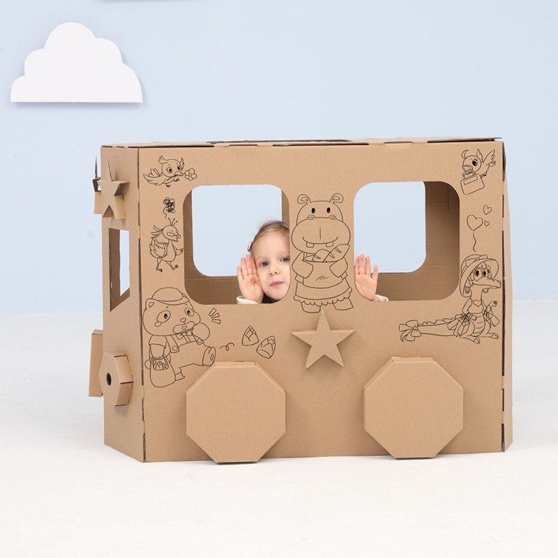 高铁地铁火车纸板箱儿童手工制作材料益智玩具幼儿园交通区域区角