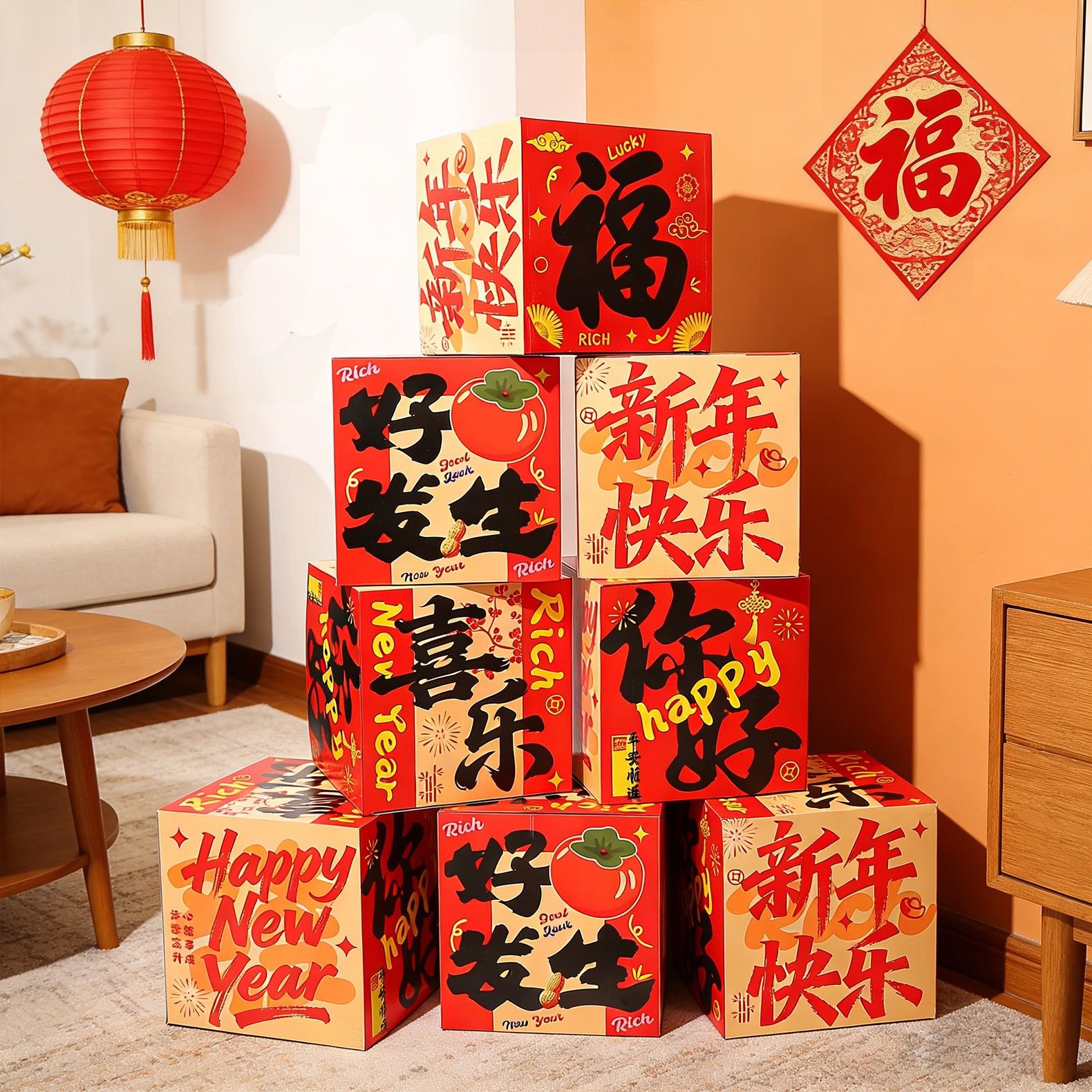 2026新年装饰堆堆盒家用客厅过年氛围感布置道具春节商场店铺装饰,玩具/童车/益智/积木/模型,手工制作工具/彩纸/配件,淘宝优惠券,粉丝福利购,淘宝优惠卷