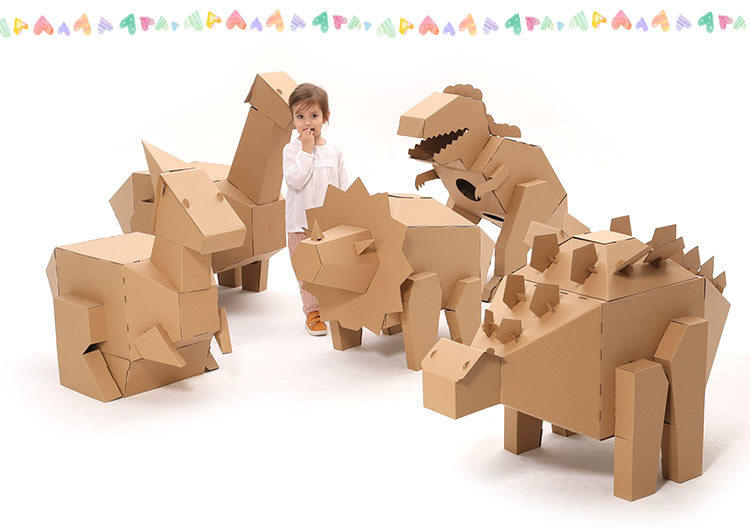 儿童diy手工纸箱恐龙制作材料霸王龙拼装玩具幼儿园绘画涂鸦区角