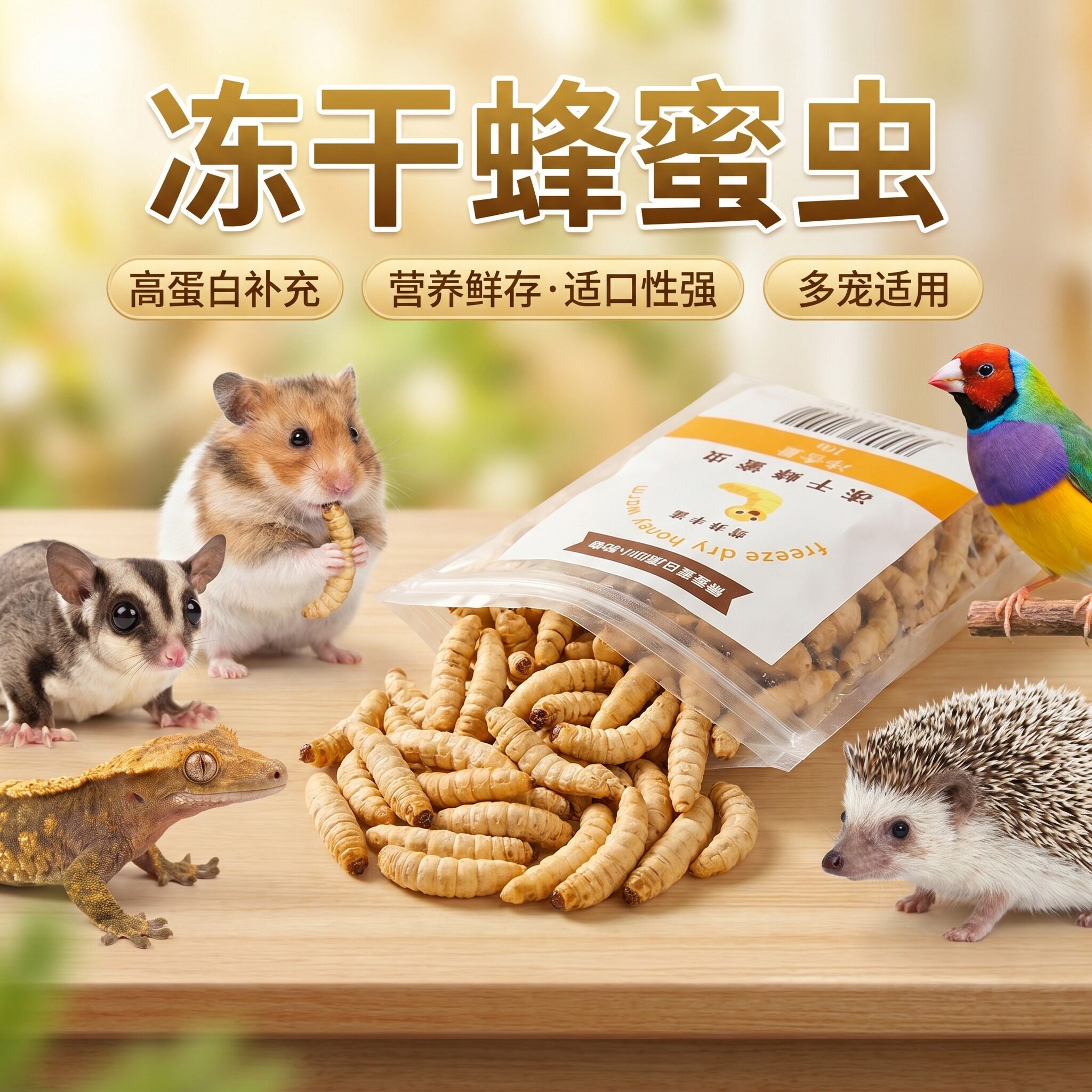 冻干锋蜜虫刺猬仓鼠鹦鹉零食爱吃