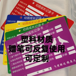 幼鸽成长记录卡塑料卡种鸽配对记录板塑料材质赛鸽用品带笔带扎丝
