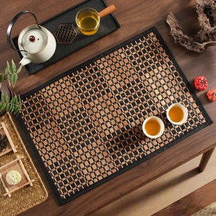 茶艺茶垫子绳编织竹制包边餐垫功夫茶防滑茶台茶帘防烫隔热茶具垫
