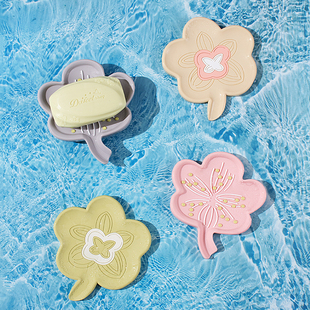 创意新款 硅胶花朵肥皂盒沥水皂碟洗衣服家用浴室厨房置物架香皂盒