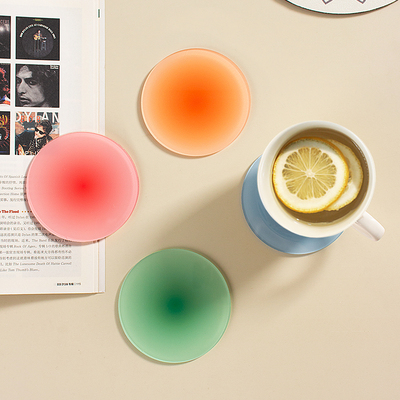 韩国简约渐变色亚克力杯垫隔热垫