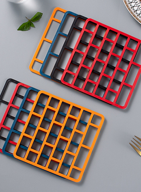 ins风彩色方格家用防滑餐垫镂空隔热垫防烫餐垫子菜盘垫创意杯垫