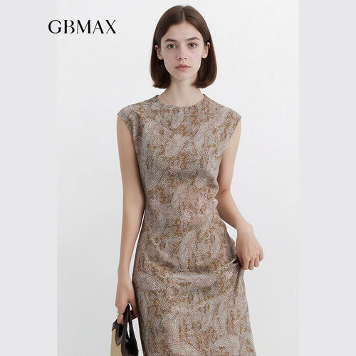 GBMAX圆领轻奢复古女人味无袖裙