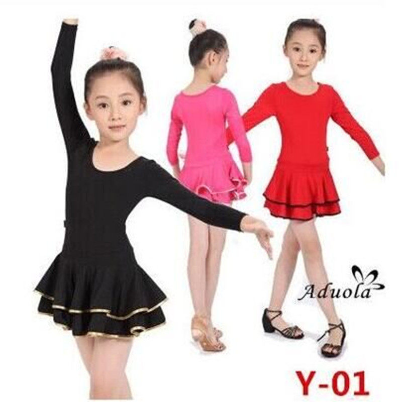 儿童拉丁舞蹈演出服女童练功服少儿拉丁舞裙长袖幼儿舞蹈衣春套装