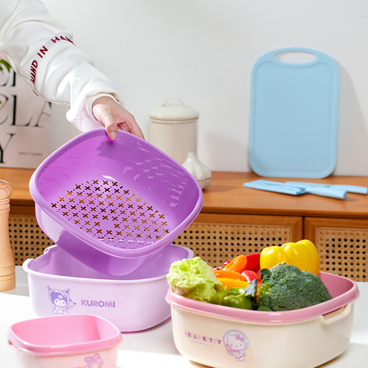 三丽鸥沥水篮家用厨房卡通双层洗菜篮子滤水客厅水果盆美乐蒂酷洛