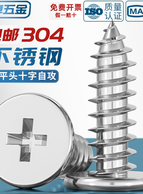 304不锈钢CA扁平头自攻螺丝钉大薄头子平头尖尾沉十字MM2M3M4M5M6