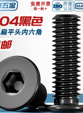 黑色304不锈钢CM大平头超薄头扁平头内六角螺丝钉MM2M2.5M3M4M5M6